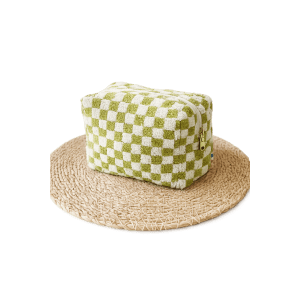 Trousse de toilette  - Eponge carreaux vert/blanc