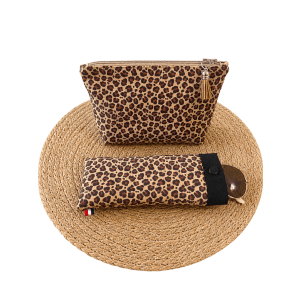Duo trousse à maquillage & étui à lunettes - Léopard