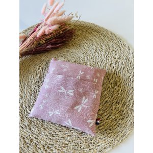 Bouillotte sèche déhoussable - Lavande & graines de lin bio - Libellules Rose/Blanc