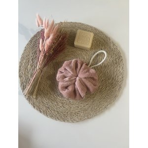 Fleur de douche  - Eponge de Bambou Saumon