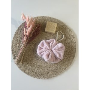 Fleur de douche  - Eponge de bambou rose