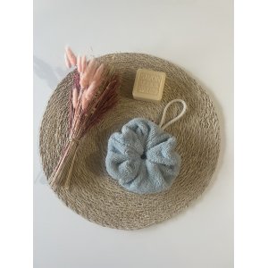 Fleur de douche  - Eponge de bambou Vert d'eau