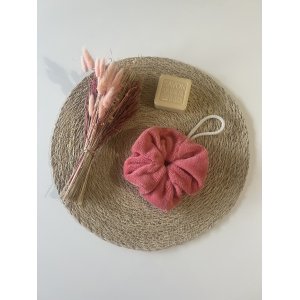 Fleur de douche  - Eponge de bambou Corail