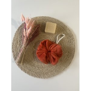 Fleur de douche  - Eponge de bambou Rouge