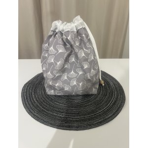 Sac de conservation alimentaire  - Fleurs Ginkgo Gris/Blanc