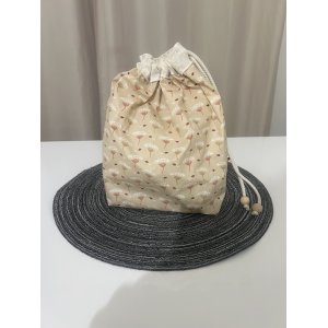 Sac de conservation alimentaire  - Fleurs Cerfeuil Saumon/Blanc