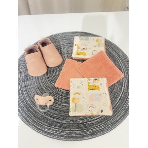 Lot de 7 lingettes bébé - Cirque Beige/rose/bleu