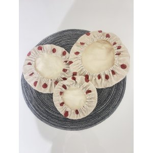 Lot de 3 charlottes alimentaire  - Pois Beige/Bordeau