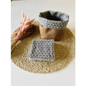 Panière en simili cuir + 7 lingettes démaquillante - Simili brossé / Camel