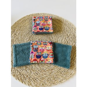 Lot de 7 lingettes bébé - Hiboux multicolors