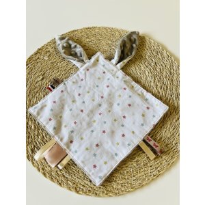 Doudou Etiquettes - Etoiles blanc